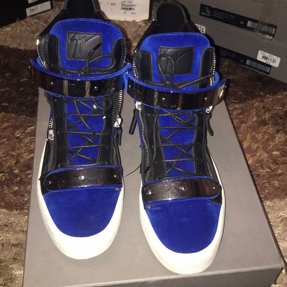 Men’s Hi-top Giuseppe Zanotti-Blue Velvet - Picture 3 of 7